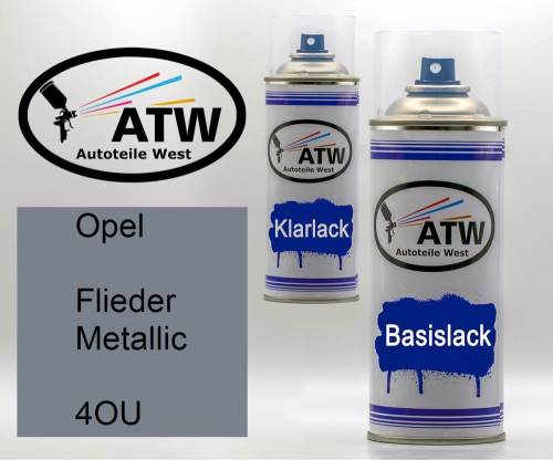 Opel, Flieder Metallic, 4OU: 400ml Sprühdose + 400ml Klarlack - Set, von ATW Autoteile West.